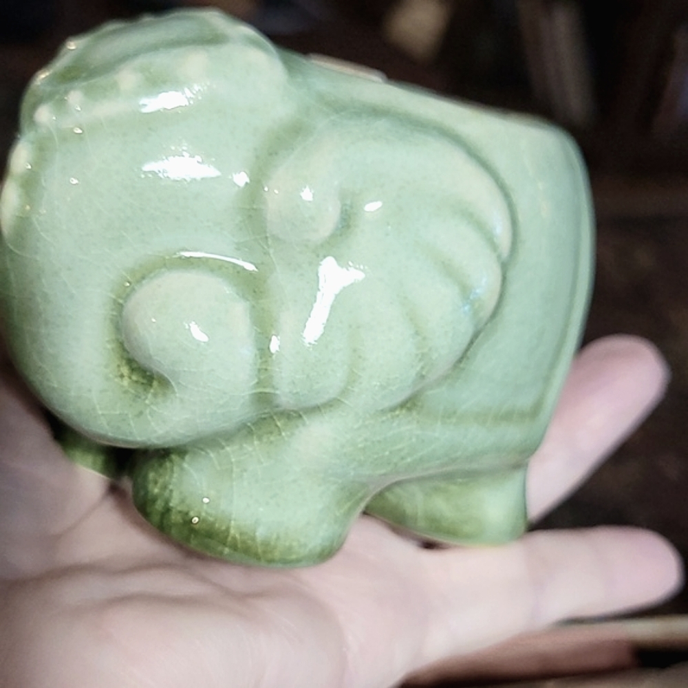 Celadon Green Minimalist Ceramic Elephant Tea Light Candle Holder